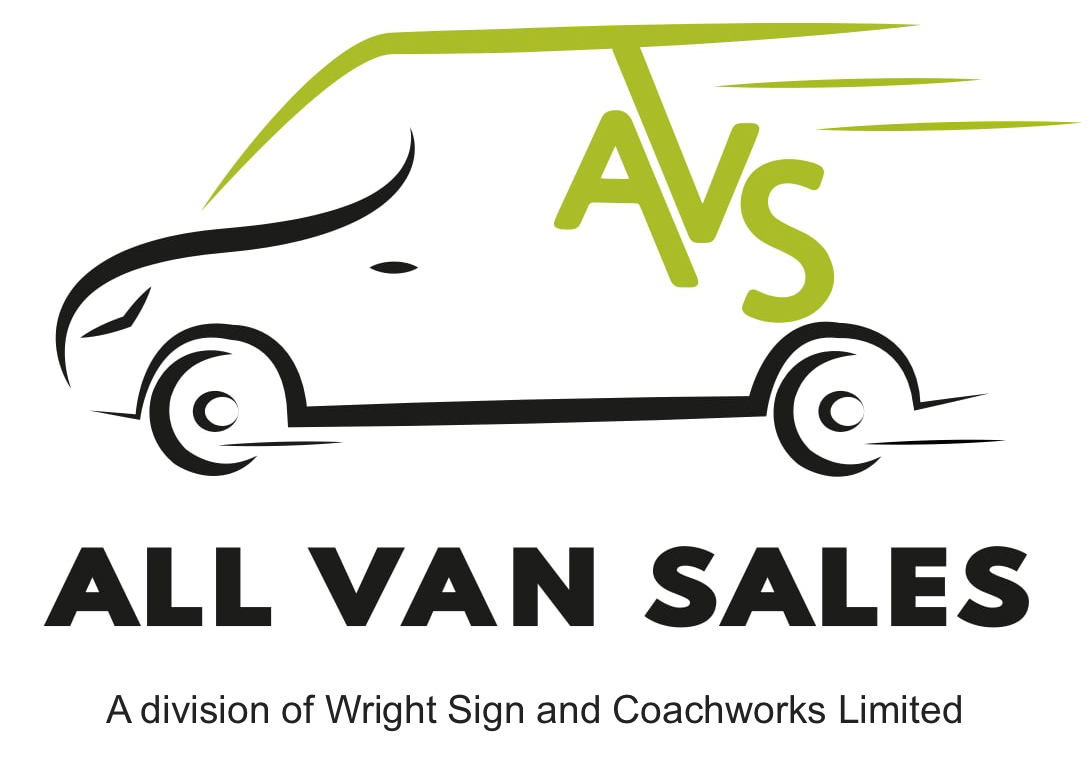 Outline of van moving at speed with All Van Sales text below and WS Coachworks